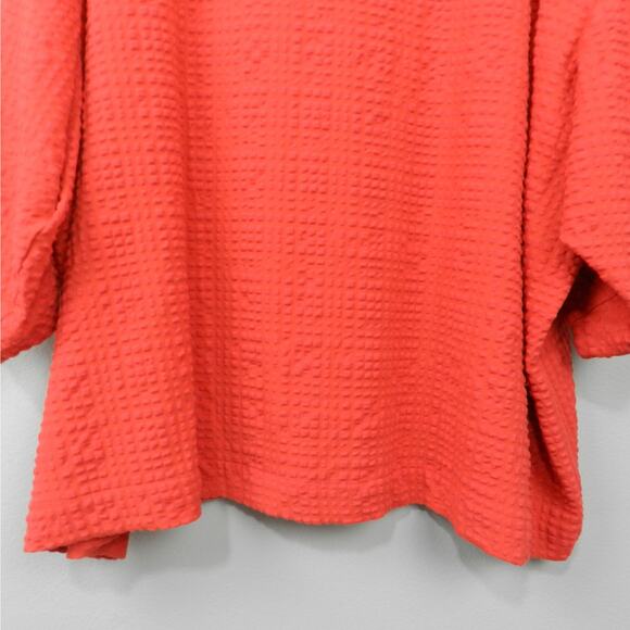Q Neel Mock Neck Waffle Blouse Cajun Red Sz 18 Textured Knit Dolman Tunic Top - Picture 8 of 10